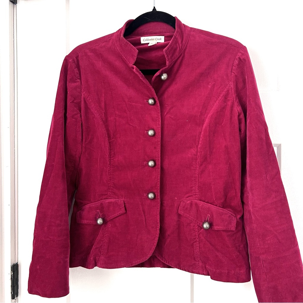 Coldwater Creek Maroon size 6p long sleeve corduroy jacket